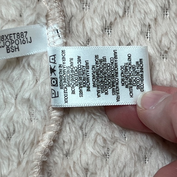 Calvin Klein Blush Pink Full Zip Fuzzy Sherpa Teddy Jacket No Sz Tag/Size Large? - Picture 7 of 11